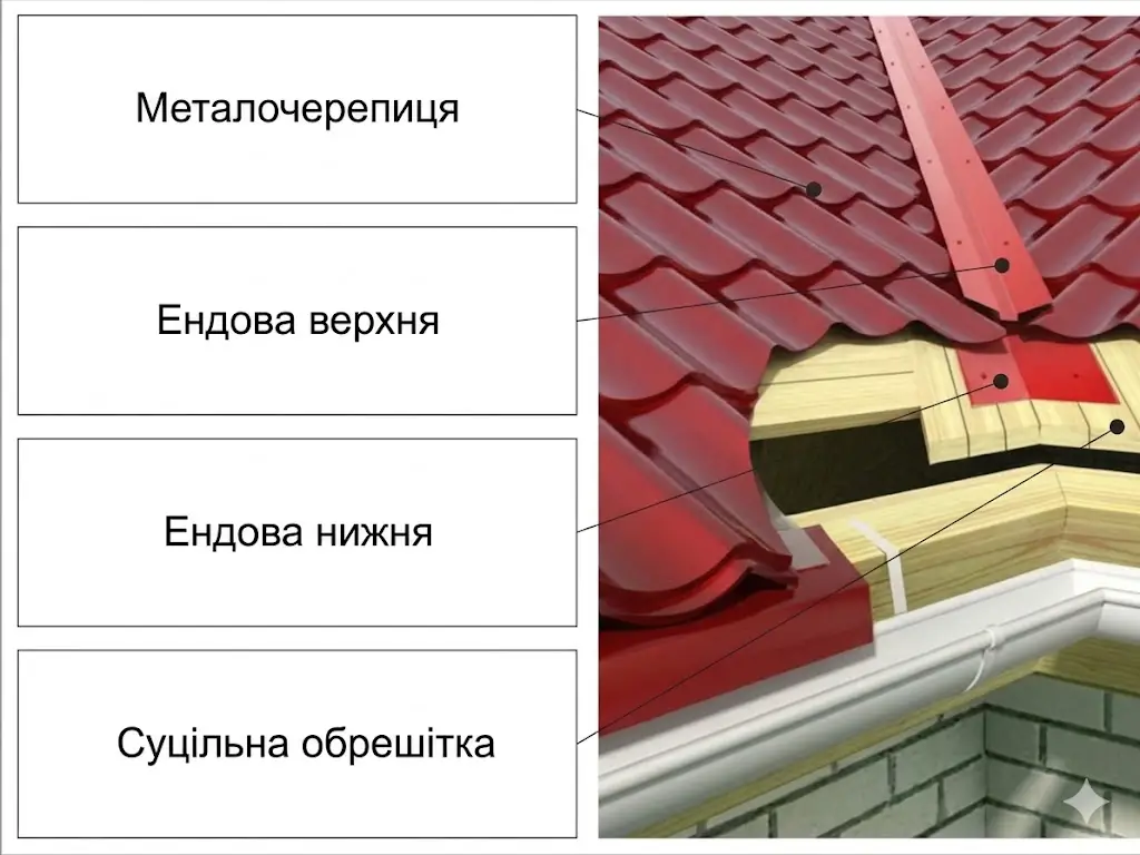 Монтаж нижньої планки ендови